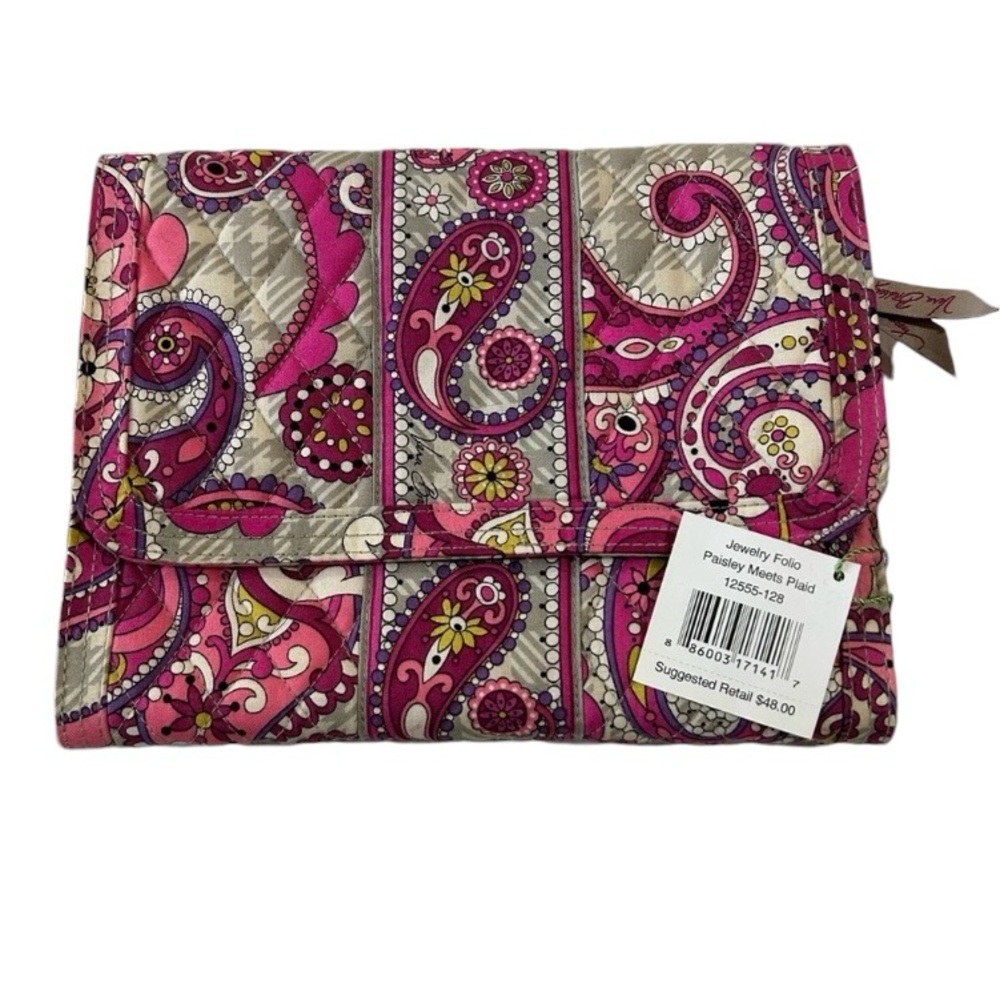 NWT VERA BRADLEY JEWELRY FOLIO PAISLEY MEETS PLAID